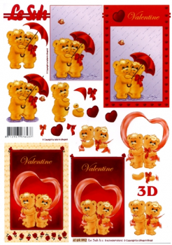 3D Schneidebogen verliebte Bärchen, Valentin